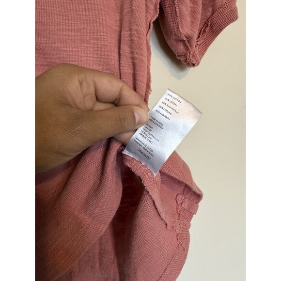 Free People We The Free Pink Papaya Puff Sleeve Tee In Pink Size XS Boho - Picture 6 of 6